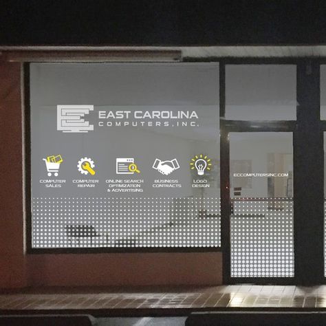 Store Front Window Privacy, Window Wrap Graphic Design, Window Graphics Design, Storefront Window Graphics, Office Front Design, Window Graphics Design Ideas, Office Window Design, Window Signage Design, Window Graphic Design Store Fronts