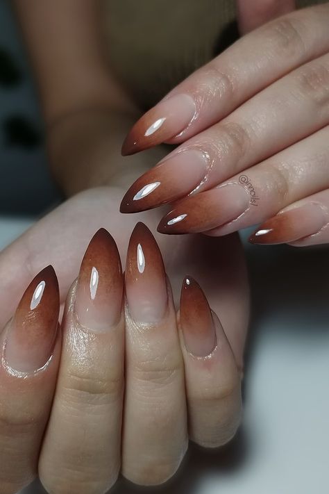 Autumn nails, stiletto, brown nails, autumn 2023, long nails November Ombre Nails, Copper Ombre Nails, Dark Brown Ombre Nails, Stiletto Brown Nails, Brown Ombre Nails Acrylic, 2023 Long Nails, Alaska Nails, Autumn Ombre Nails, Brown Ombre Nails