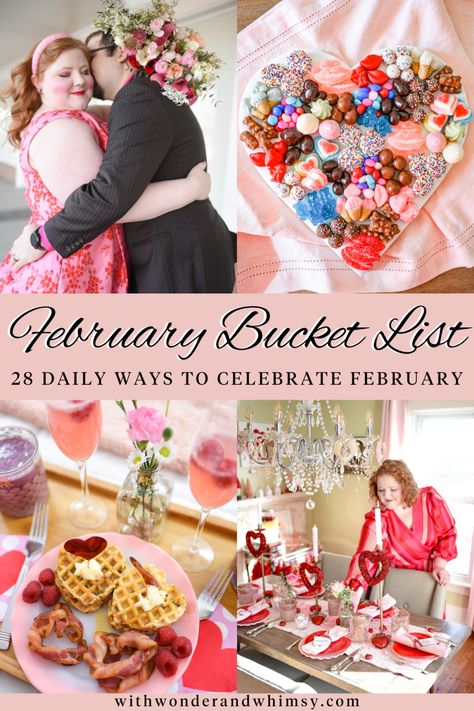 February Bucket List, Family Fun Dinner, All Things Red, With Wonder And Whimsy, Couples Journal, Wonder And Whimsy, Bucket List Book, 31 Day Challenge, Happy February