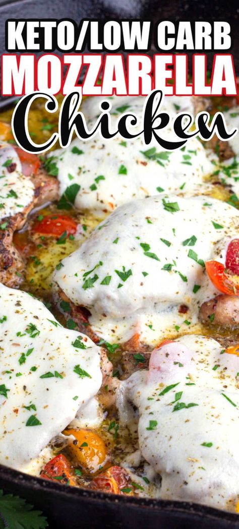 Baked Mozzarella Chicken, Baked Mozzarella, Keto Chicken Thighs, Juicy Chicken Thighs, Easy Chicken Recipe, Quick Lunch Recipes, Recipe Using Chicken, Mozzarella Recipes, Chicken Skillet Recipes