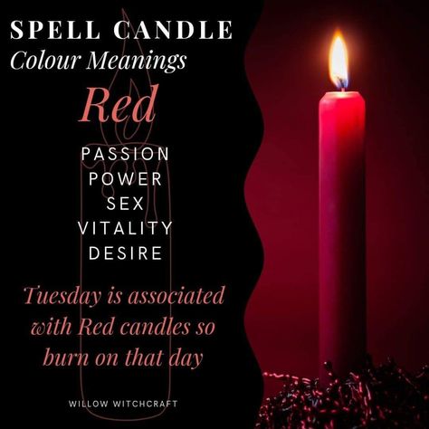 Red Candle Magic, Colour Magick, Candle Color Meanings Magic, Candle Magic Colors, Incense Magic, Candle Coloring, Colour Meanings, Candle Magik, Candles Magic