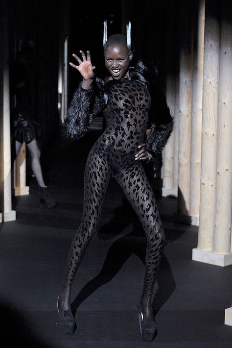 Mugler Fall 2011 Ready-to-Wear Fashion Show - Ajak Deng Meat Dress, Androgynous Fashion, New Energy, Fashion Shoot, Catsuit, Lady Gaga, Fashion Advice, Paris Fashion Week, Fashion Models