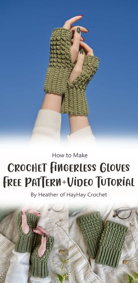 Crochet Half Gloves, Crochet Fingerless Gloves Free Pattern Easy Simple Hand Warmers, Crochet Fingerless Gloves Tutorial, Crochet Gloves Tutorial, Crochet Fingerless Gloves Free Pattern Easy, Hayhay Crochet, Fingerless Gloves Free Pattern, Easy Crochet Fingerless Gloves, Gloves Free Pattern