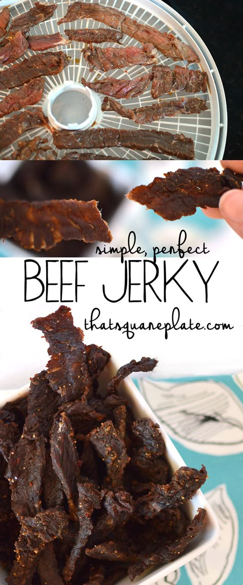 My new favorite beef jerky recipe! Sliced top round marinated in with a sweet and spicy marinade that is SO addicting. The jerky is perfect for a road trip or camping trip. Sweet And Spicy Marinade, Beef Jerky Recipe, Best Beef Jerky, Homemade Beef Jerky, Homemade Jerky, Jerky Recipe, Beef Jerky Recipes, Jerky Recipes, Homemade Beef