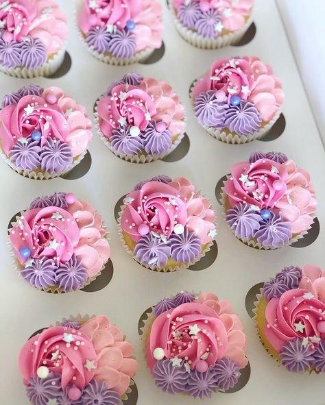 Pink Sprinkle Cupcakes, 26 Birthday Cupcakes Ideas, Pink Sparkle Cupcakes, Rosette Cupcakes With Sprinkles, Disney Princess Cupcakes Ideas, Disney Birthday Cupcakes, 3rd Birthday Cupcakes For Girl, Two Sweet Birthday Cupcakes, Pink Cupcakes With Sprinkles