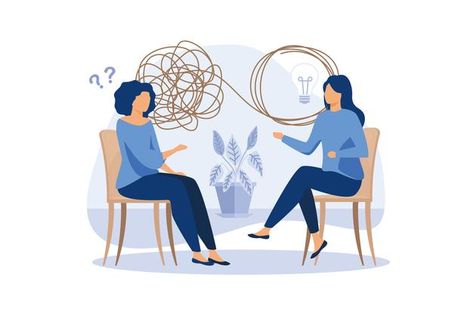 Psychotherapy unraveling complex situati... | Premium Vector #Freepik #vector #people #design #woman #man Interview Illustration, Illustration Business, Illustration Flat, Cognitive Dissonance, Outline Illustration, Corporate Videos, Kids Training, Child Custody, Online Therapy