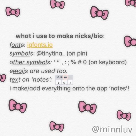 @minnluv on pin 🎀🌙 Alternative Username Ideas, How To Get Fonts, Y2k Symbols Copy And Paste, Aesthetic Fonts Copy And Paste, Copy And Paste Symbols Aesthetic, Symbols Copy And Paste Aesthetic, Cute Discord Bios Copy And Paste, Discord Bios Copy And Paste, Cute Symbols Copy And Paste