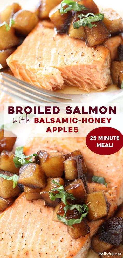 Salmon With Apples, Apple Salmon, Salmon Fish Tacos, Broiled Salmon Recipes, Balsamic Salmon, Best Apple Recipes, Honey Salmon, Broiled Salmon, Tilapia Recipes