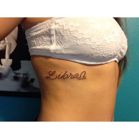 Fresh zodiac tattoo - place to have a tattoo! Libra Zodiac Tattoos, Tattoo Ribs, Libra Tattoo, Cursive Tattoos, Spine Tattoos For Women, Libra Sign, Zodiac Tattoo, Side Tattoos, Spine Tattoos