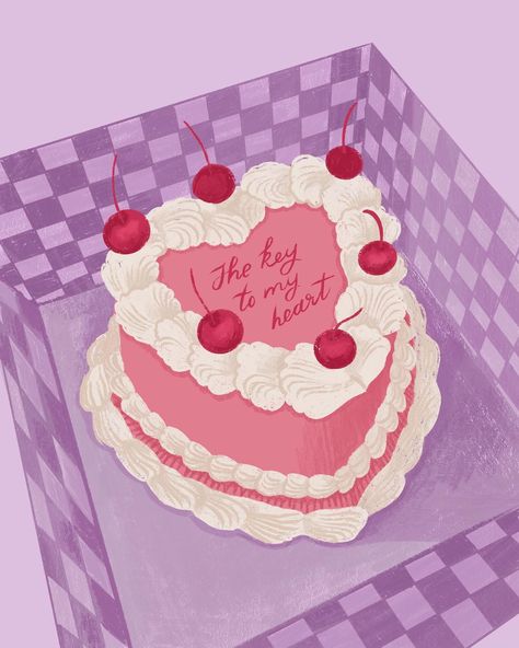 Key To My Heart Well, for that one, I had quite a list of things I wanted to draw, because, you know, many roads lead to R̵o̵m̵e̵ Eugenia’s heart. But in the end, I went with the most obvious one and drew the cake 💁🏼‍♀️ What can I say… I love sweets, sweets love me back, we have a perfect relationship 🫶🏻 And I’m willing to be your friend if you bring me food 💁🏼‍♀️ Hosts: @bee_creates @x_and_co @heatherslettering @theinkingrose #sweetheartdrawing2024 🏷️ #retrocake #vintagecake #vin... I Quit Cake, Heart Cake Drawing, A Perfect Relationship, Love Me Back, Cake Drawing, Cake Illustration, Pink Lifestyle, Cake Printing, What Can I Say