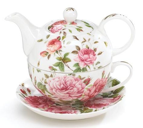 Amazon.com: Porcelain Rose Teapot and Teacup For One: Tea Services: Kitchen & Dining Pink Teapot, Tea Pots And Cups, Rose Teapot, Cottage Rose, Tea Store, Tea Kettles, Tea For One, Porcelain Roses, Beautiful Tea