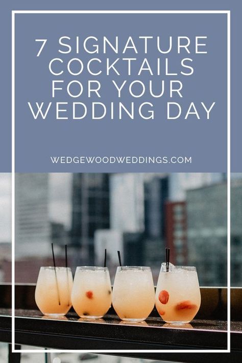 Specialty Wedding Drinks, Beach Wedding Drinks, Wedding Cocktails Recipes, Popular Mixed Drinks, Cocktail Hour Food, Light Cocktails, Cocktail Names, Signature Cocktails Wedding, Cocktail Wedding Reception