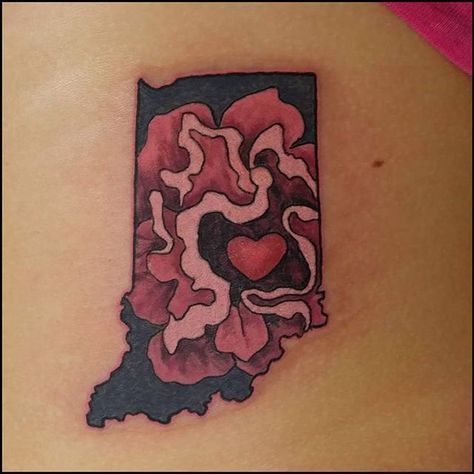 Pin for Later: 50 States of Tattoos: Ink Ideas From Every Corner of America Indiana Indiana Tattoo Ideas, State Tattoo Ideas, Tattoo Lettering Alphabet, State Tattoos, Tribute Tattoos, Indiana State, Ink Ideas, Smart Living, Beauty Tattoos