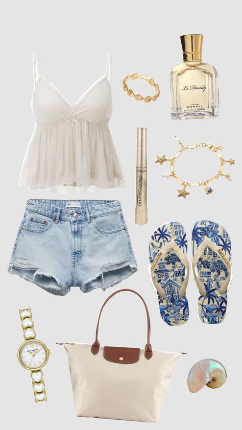 #outfit #summer #blue #pinterest #aesthetic #european #beach Beach Outfit For Work, European Summer Outfit Ideas, Chalet Outfit Summer, Cute Outfits For Europe Travel, Costal Beach Outfits, Outfit Inspo For Italy, Rich Coastal Aesthetic Outfits, Hamptons Aesthetic Outfits Summer, Beach Girl Outfits Aesthetic