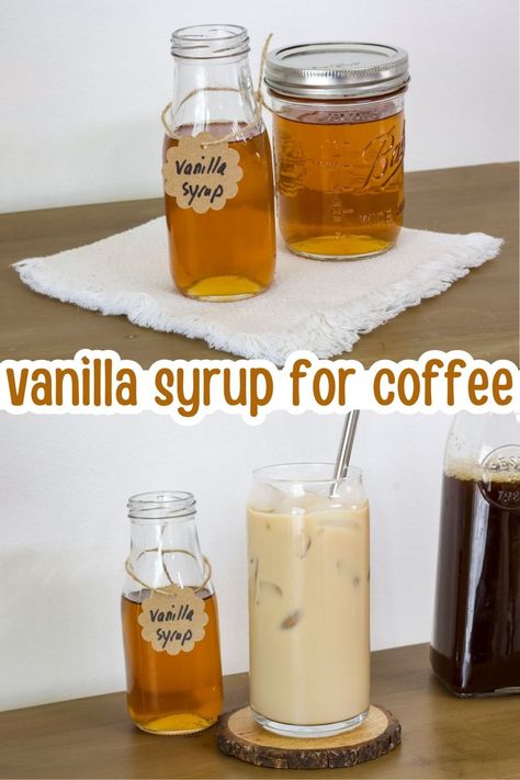 Copycat Starbucks Vanilla Syrup, How To Make Vanilla Syrup, Homemade Vanilla Syrup For Coffee, Starbucks Vanilla Syrup Recipe, Vanilla Simple Syrup Recipe, Syrup Recipe Homemade, Vanilla Syrup Recipe, Homemade Vanilla Syrup, Starbucks Sweet Cream