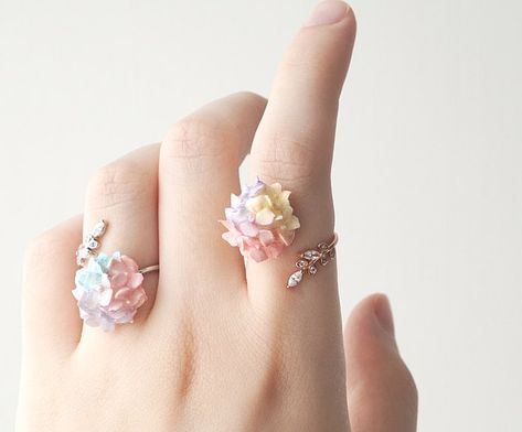 Hydrangea, Floral Rings, Ear Cuff, Cuff, Ring, Floral, Flowers