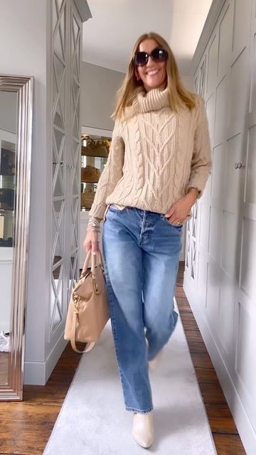 Beige Cable Knit Cardigan Outfit, Brown Cable Knit Outerwear For Layering, Hayley Karseras, Fall Cable Knit Cashmere Cardigan, Oversized Cable Knit Turtleneck Cardigan, Mustard Pants Outfit, Oversized Brown Cable Knit Cardigan, Mustard Pants, Cable Knit Jumper