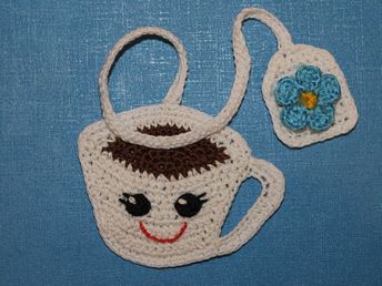 Bookmark or home decor "Cup of coffee" Crochet Tea Cup, Childrens Crochet Hats, Crochet Bookmarks Free Patterns, Marque-pages Au Crochet, Brown Yarn, Crochet Bookmark Pattern, Crochet Cushion Cover, Decor Crochet, Crochet Goodies