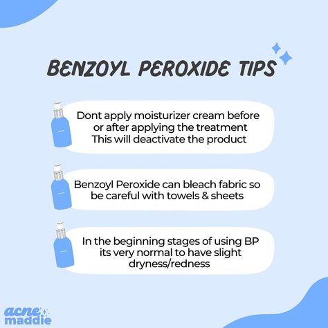 Benzol Peroxide Routine, Benzoyl Peroxide Products, How To Use Benzoyl Peroxide, Benzyl Peroxide Acne Skin Care, Benzoyl Peroxide Skin Care Routine, Benzoyl Peroxide Before And After, Benzol Peroxide, Acne Tips, Skin Facts