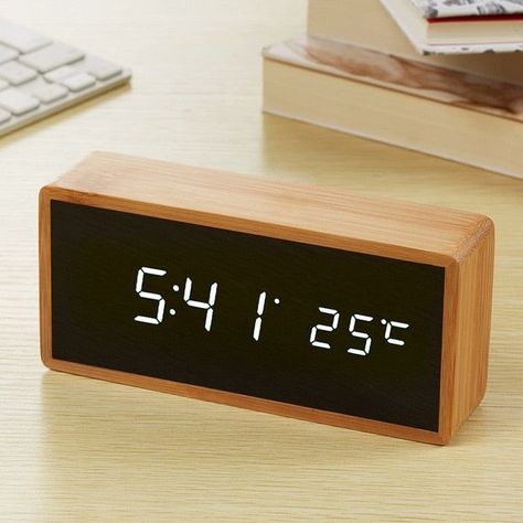 Digital Clock Wooden Digital Clock, Wooden Alarm Clock, Unique Alarm Clocks, Watch Electronic, Set Alarm, Led Alarm Clock, Clock Alarm, Desktop Clock, Bamboo Mirror