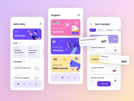 App Design Trends, Task Management App, To Do App, App Design Layout, Card Ui, Ui Ux App, Mobile Application Design, Android Design, Mobile App Design Inspiration