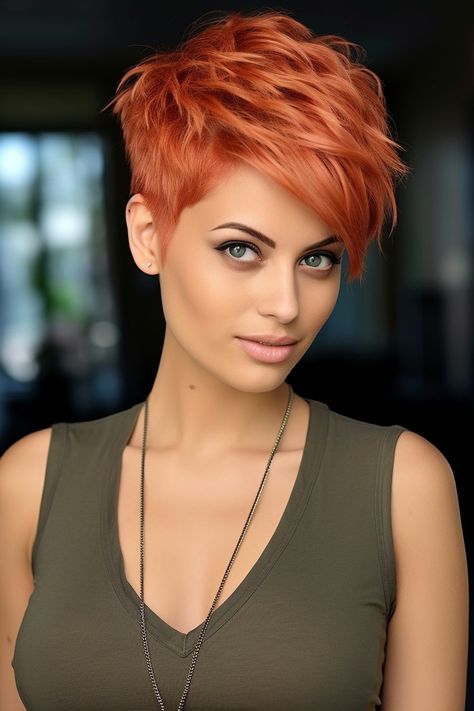 Pixie Haircut Ideas, Short Red Hair, Long Hairstyle, Short Hair Pixie Cuts, Beauty Hairstyles, Pixie Haircut For Thick Hair, Short Hair Undercut, Haircut Styles, Edgy Short Hair