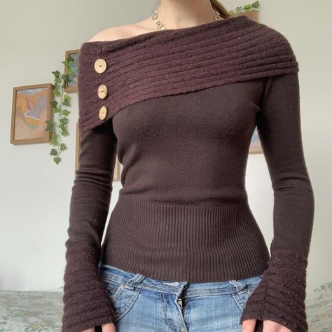 •vintage y2k jane norman off the shoulder brown top... - Depop Depop Clothes, Fairy Clothes, Future Clothes, Jane Norman, Brown Top, Dream Clothes, Upcycle Clothes, Fashion Killa, Look Cool