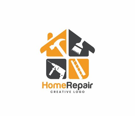 House Repair logo or Home service logo House Repair Logo, Home Remodeling Logo, Home Repair Logo, Maintenance Logo, Slayer Tattoo, Brochure Design Layouts, House Repair, Design Layouts, Service Logo