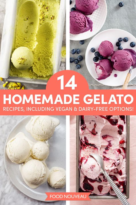 Gelato Flavors List, Eggless Gelato Recipe, Healthy Gelato, Italian Gelato Recipe, Dairy Free Gelato, Gelato Recipes, Homemade Gelato, Vegan Gelato, Frozen Deserts