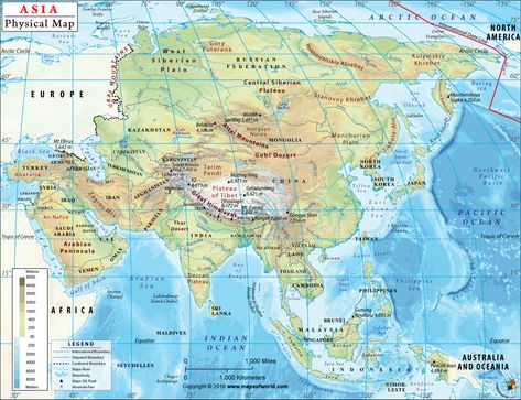 Asia Physical Map | Physical Map of Asia Eastern Europe Map, Asian Maps, Map Of Asia, Map Quiz, Geographical Features, Physical Map, Asia Map, Geography Map, Maps For Kids