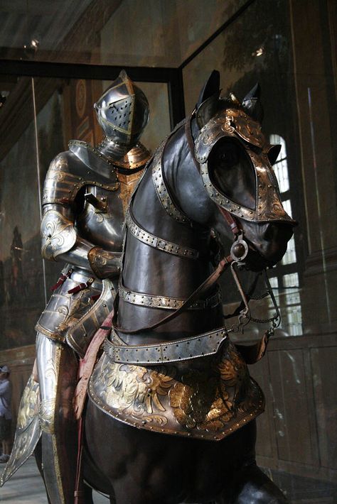 Horse With Armor, Armored Horse, Horse Armour, Warrior Horse, Medieval Horse, Ancient Armor, Horse Costumes, Horse Armor, Armadura Medieval