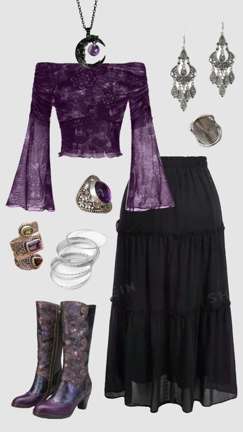 Whimsigoth autumn outfit #outfitinspo #whimsigoth #witchy Whimsigoth Outfits, Witch Outfit, Mode Inspo, Hippie Outfits, Goth Outfits, Alternative Outfits, Autumn Outfit, Dark Fashion, Upcycle Clothes