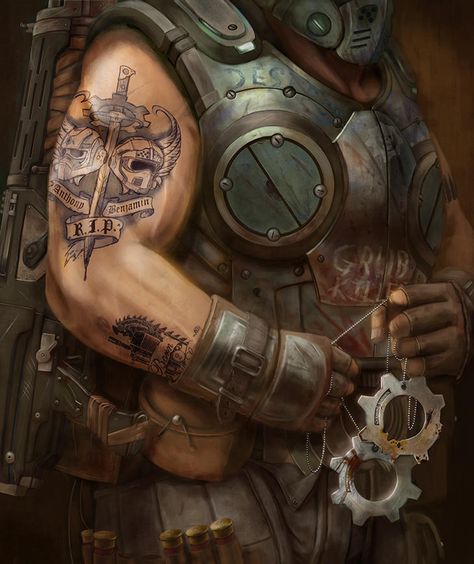 Clayton by matthewmcentire Clayton Carmine, Gears Of Wars, Splinter Cell, Gear Art, Video Game Art, Steam Punk, World Of Warcraft, Animal Design, Game Art