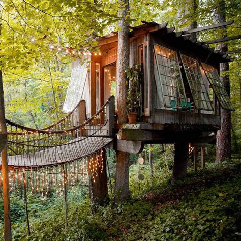 Treehouse Village, Diy Tree House, Treehouse Point, Swing Set Diy, Tree House Ideas, Treehouse Ideas, Treehouse Masters, Canopy And Stars, Diy Swing