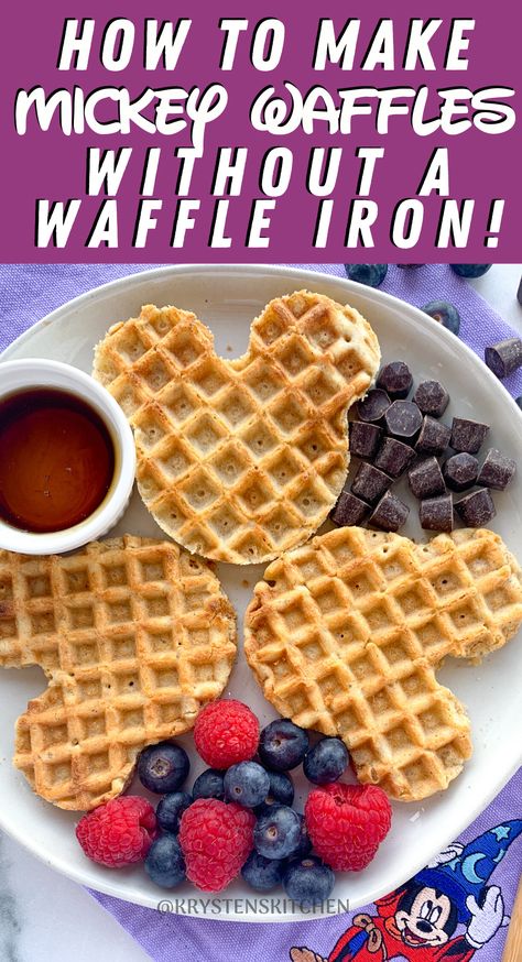 How To Make Mickey Waffles Without A Mickey Waffle Iron | OH BOY! Waffles Without Waffle Maker, Mickey Mouse Waffles, Mickey Waffle Maker, Grilled Cheese Maker, Mickey Waffle, Mickey Waffles, Kitchen Hacks Food, Mickey Mouse Cookies, How To Make Waffles