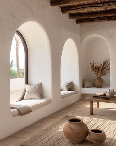 Boho Lobby, Mediterranean Interior, Cob House, Mediterranean Home, Coconut Girl, Menorca, Boho Living Room, House Inspo, Dream Home Design