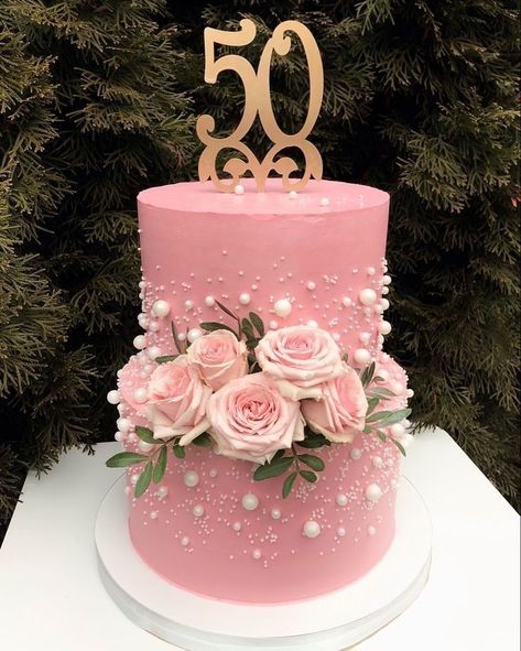 Fifty Cake 50th Birthday, 2 Tier 50th Birthday Cake For Women, Elegant 2 Tier Cakes, Two Tier 50th Birthday Cake, 2tier Cake Design, Cakes For 50th Birthday For Women, Two Tier Birthday Cake For Women Elegant, Cake Designs For 50th Birthday For Women, Cake For 50th Birthday For Women