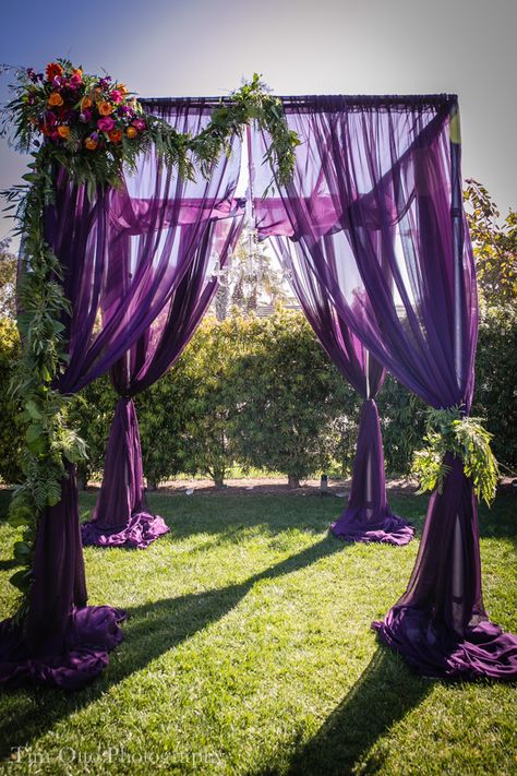 Tim Otto | Concept Event Design | Classic Bloom | Hyatt Mission Bay | Purple Wedding | Purple Wedding Arches, Purple Outdoor Wedding Decor, Diy Wedding Decorations Purple, Purple Wedding Arch Ideas, Purple Black And White Wedding Ideas, Purple Wedding Venue Decorations, Dark Purple And Red Wedding Theme, Violet Twilight Prom Theme, Alter Decorations Wedding Outdoor