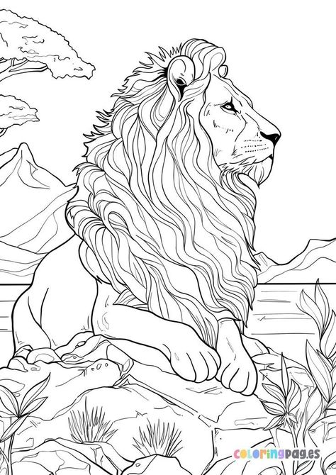 Lion Coloring Pages For Adults, Coloring Books Animals, Lion Coloring Pages Free Printable, Leo Coloring Pages, Animal Coloring Pages Free Printable, Coloring Pages Of Animals, Coloring Pages Animals, Lion Coloring, Coloring Canvas