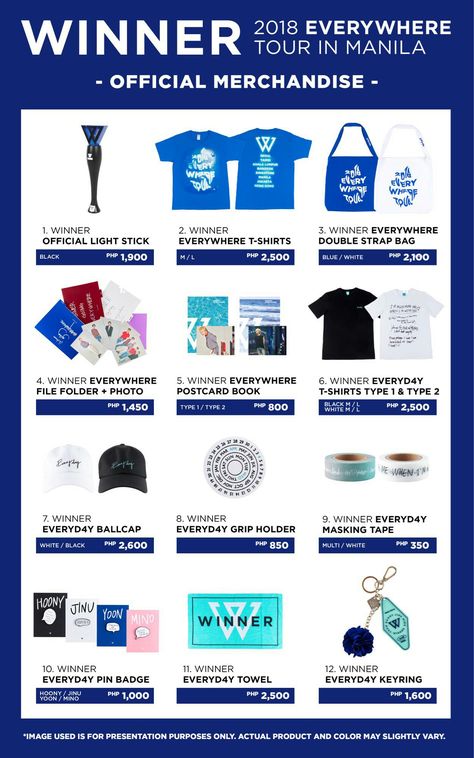 WINNER EveryWhere Tour in Manila Official Merchandise ♡ Concert Merchandise Ideas, Concert Merchandise, Merchandise Kpop, Kpop Festival, Festival Merchandise, Merch Ideas, Kpop Merchandise, Beads Ideas, Festival Inspiration