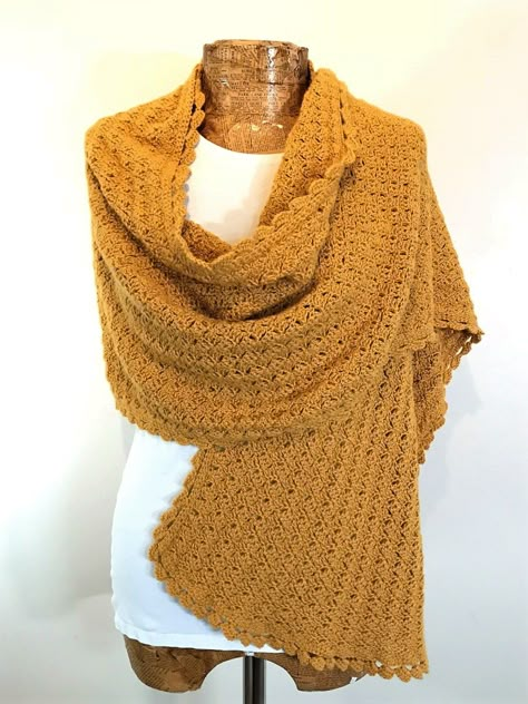 Poncho Wrap Pattern, Prayer Shawl Crochet Pattern, English Mustard, Crochet Prayer Shawls, Amanda Jones, Crochet Wrap Pattern, Easy Wrap, Crochet Shawl Pattern Free, Crochet Easy