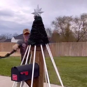 Jordan Netzel on Instagram: "Answering Questions about the mailbox Christmas Tree #christmasdecorideas" Pole Christmas Tree Outdoor, Diy Christmas Decorations For Outdoors, Mailbox Christmas Tree, Decorating Mailbox For Christmas, Christmas Tree Mailbox Ideas, Dollar Tree Christmas Mailbox Diy, Mail Box Christmas Decor, Christmas Light Pole Decorations, Diy Outdoor Christmas Decorations Lights