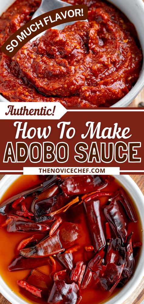 Homemade Adobo Sauce is a versatile staple in Mexican and Tex-Mex cooking, thanks to its earthy, mildly sweet flavor. With real dried chilis and a few pantry staples, you can whip up your own in no time! Chipotle Peppers In Adobe Sauce Recipes, Steak In Adobo Sauce, Chipotle Adobo Sauce Recipes, Chilis In Adobo Sauce Recipes, Recipes Using Dried Chili Peppers, Mexican Adobo Sauce, Homemade Adobo Sauce, Chipotles In Adobo Recipes, Chipotle In Adobo Sauce Recipes