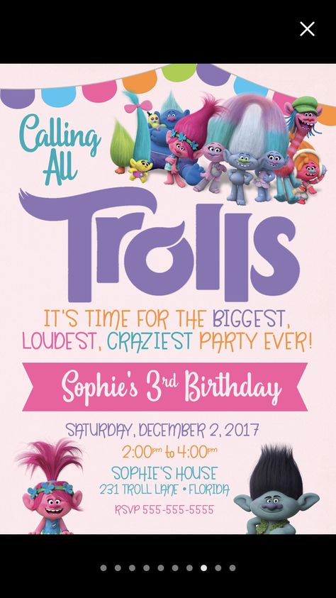 Kehlani Birthday, Diy Trolls Birthday Party, Trolls Birthday Invitation, Troll Party Theme, Trolls Invitation, Troll Cupcakes, Trolls Birthday Cake, Birthday Party Invitations Diy, Trolls Cake