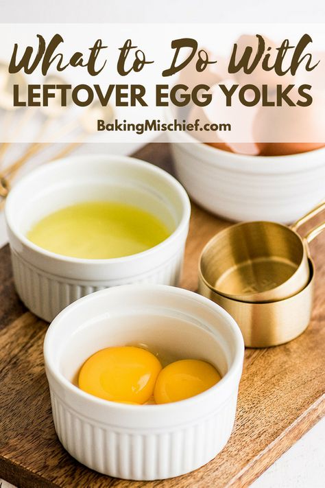 40+ Egg Yolk Recipes to use up leftover egg yolks and instructions for storing egg yolks in the refrigerator. Freezing Egg Whites, Recipe Using Egg Whites, Yolk Recipes, Egg Yolk Recipes, White Recipes, Egg White Recipes, Storing Eggs, Freezing Eggs, Egg Yolks