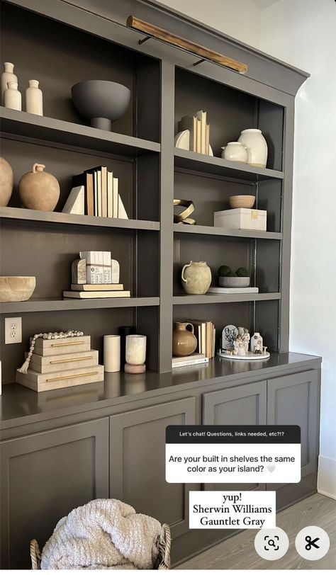 Built In Bookshelves, Shelf Decor Living Room, Bookcase Decor, Living Room Entertainment, Living Room Bookcase, Home Board, Built In Bookcase, Home Office Space, Home Upgrades