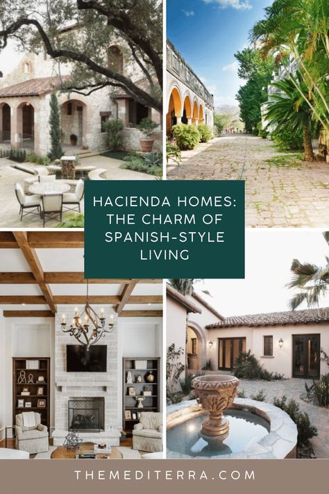 Hacienda Homes: The Charm Of Spanish-Style Living Spanish Mudroom, Spanish Home Color Palette, Spanish Adobe Style Home, Spain House Spanish Style, California Spanish Style Homes, Spanish Colonial Ranch House, Spanish Style Homes Interior, Spanish Style Two Story Home, Contemporary Spanish Style Homes