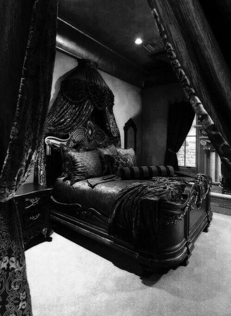 Gothic Bedroom Furniture, Gothic Bedrooms, Black Bedroom Furniture Set, Black Bedroom Design, Gothic Room, Gothic Interior, Gothic Bedroom, Black Bedroom Furniture, Dark Bedroom