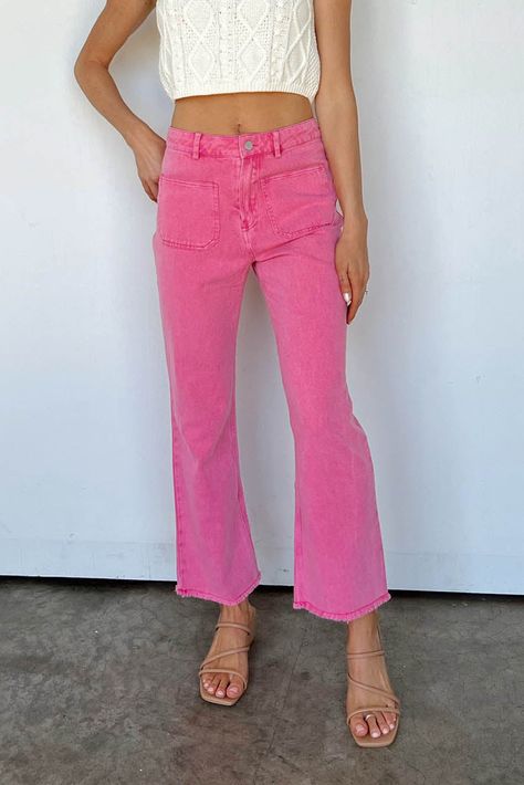 Jean Rose, Bell Bottom Trousers, Mid Rise Pants, Jeans Raw Hem, Raw Hem Jeans, Hem Jeans, Kick Flares, Flare Leg Jeans, Type Of Pants