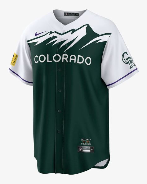 MLB Colorado Rockies City Connect Men's Replica Baseball Jersey. Nike.com Colorado City, Kris Bryant, Mountain Ranges, Colorado Rockies, Sports Uniforms, Team Jersey, Tailored Design, Nike Green, Authentic Design